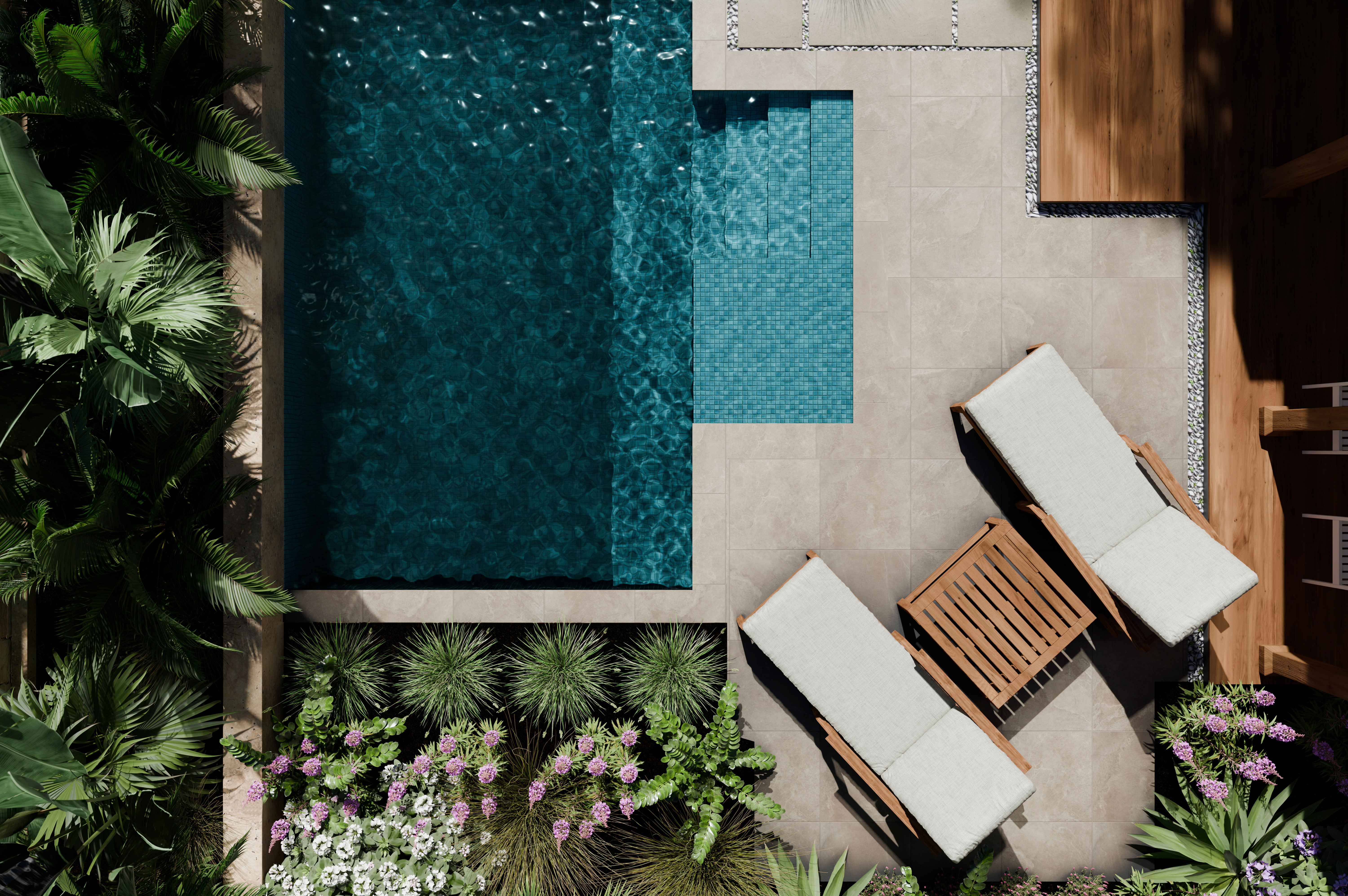Refined pool and outdoor lounge